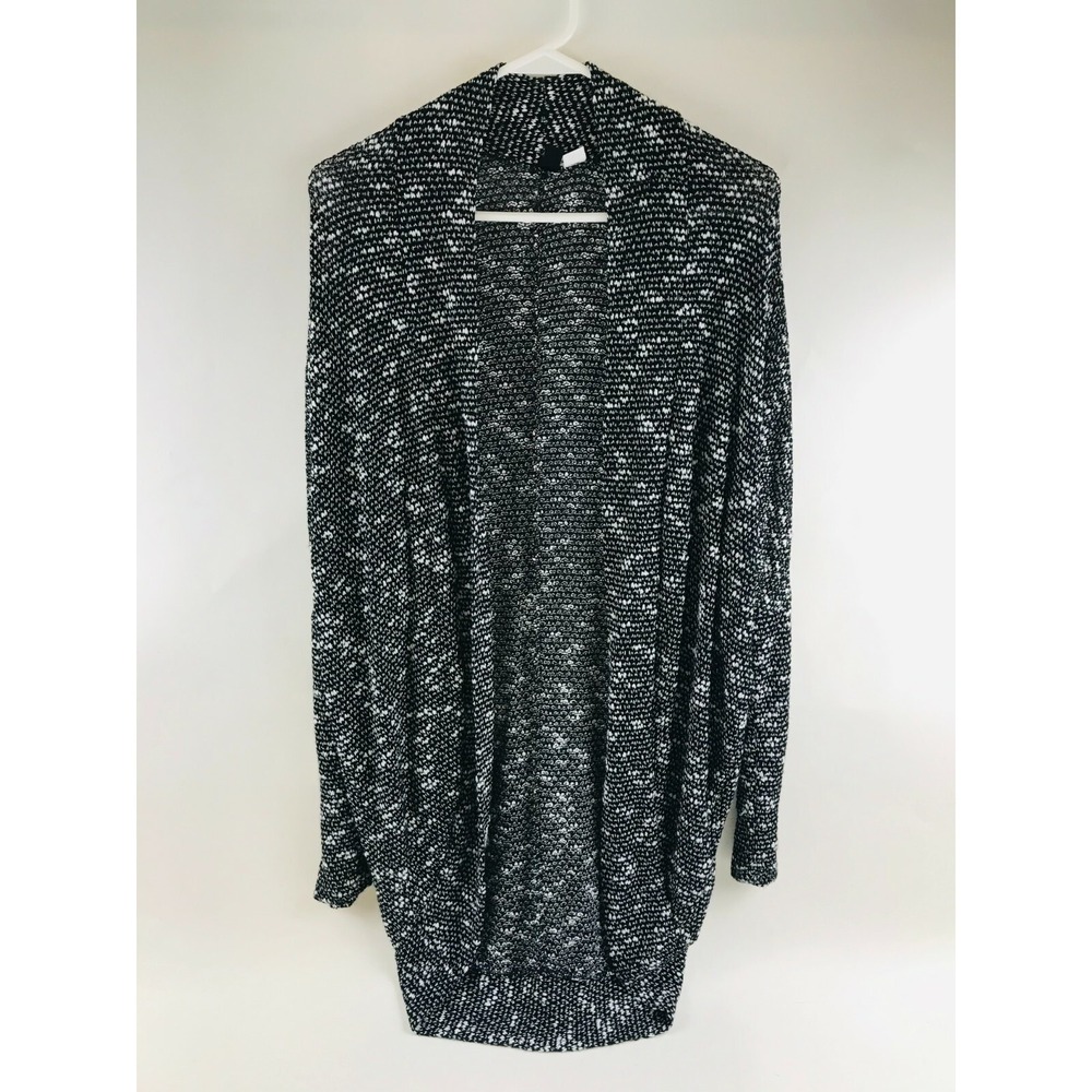 BDG Cardigan Sweater Women's Size XS Black White Open Front Knitted Long Sleeve